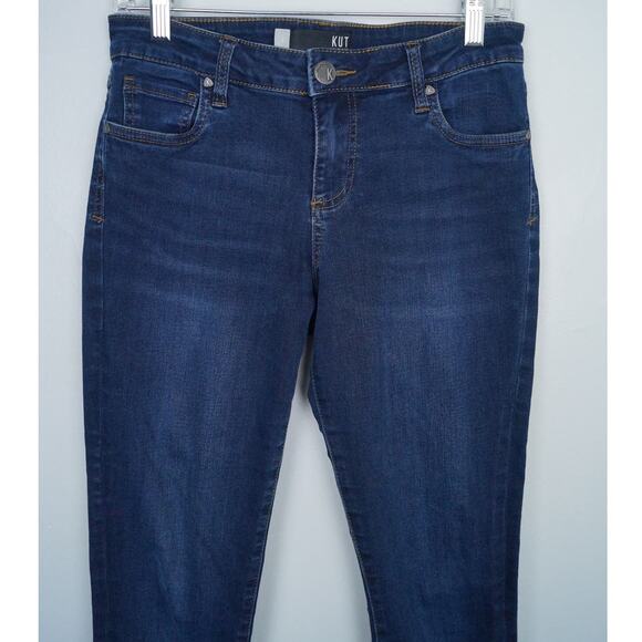 Kut from the Kloth Connie‎ Ankle Skinny Dark Wash Staggered Raw Hem Mid Rise 4 - Picture 2 of 12